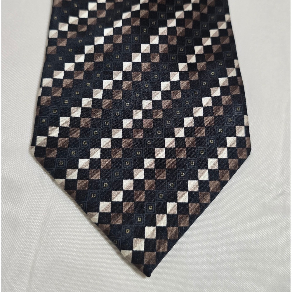 Harve Benard by Bernard Heitzman Silk Geometric‎ Checkerboard Necktie Men